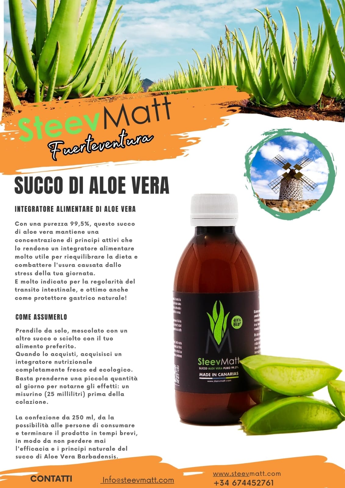 Succo Aloe Vera Barbadensis 250ml SteevMatt